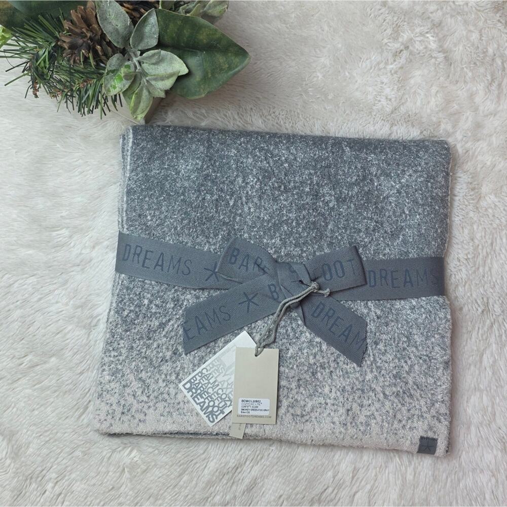 🚨NEW BAREFOOT DREAMS Cozychic Lite Confetti Scarf Gray Soft